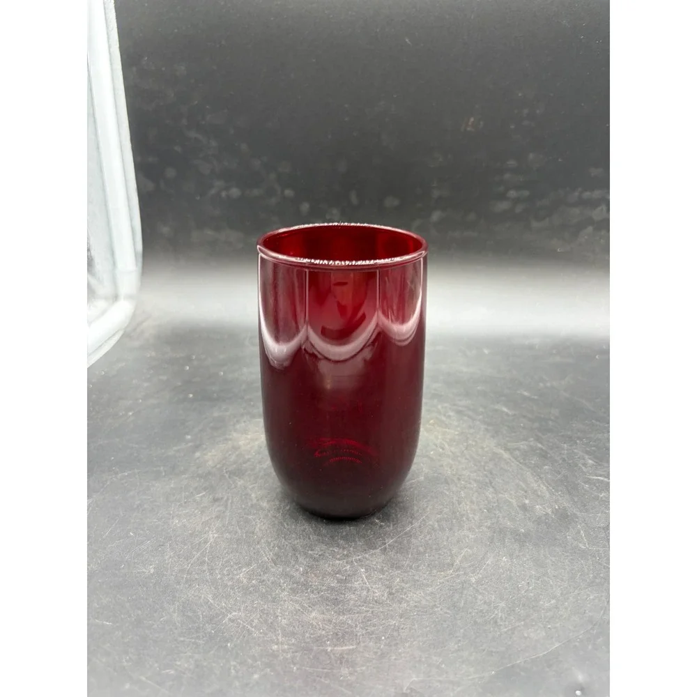 Vintage Ruby Red Glass Tumbler 4.25 Inch Cranberry Juice Water Glass
